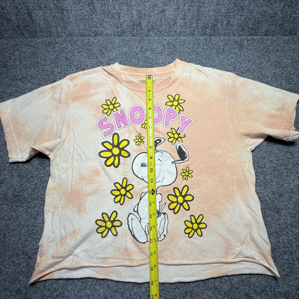 Peanuts SNOOPY Graphic Tie Dye Crop Top (Size M) 2022 Flowers Pink White - Picture 8 of 8